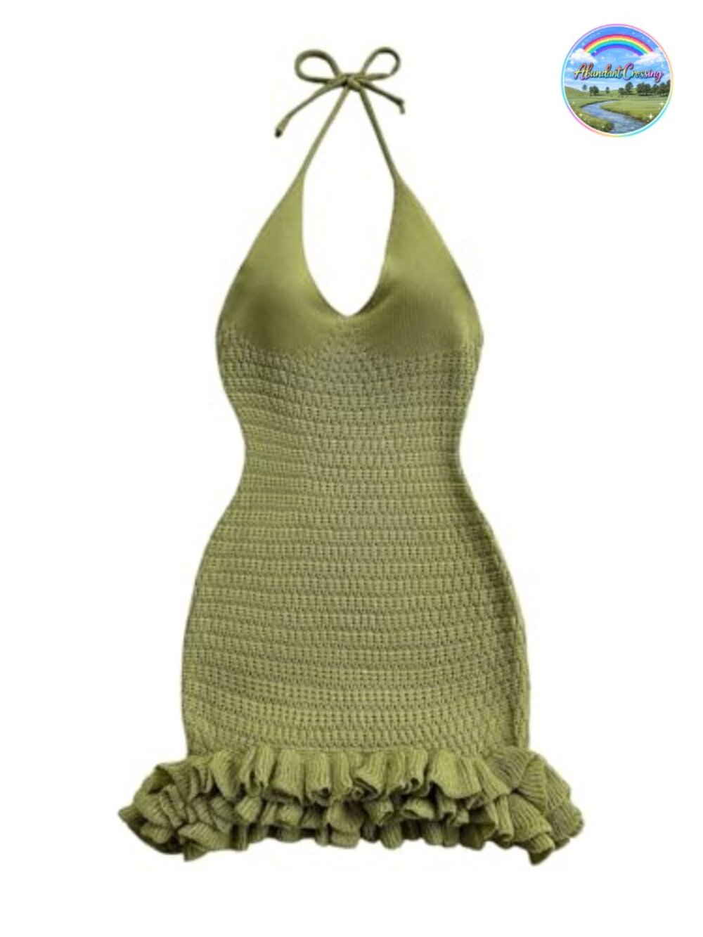Crochet Halter Mini Dress Sleeveless Backless Vacation Bodycon Knit